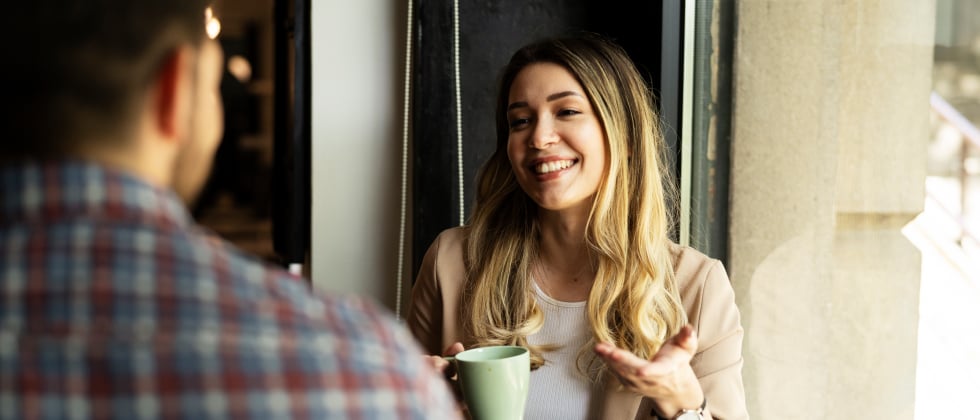 A man asking a woman out in person