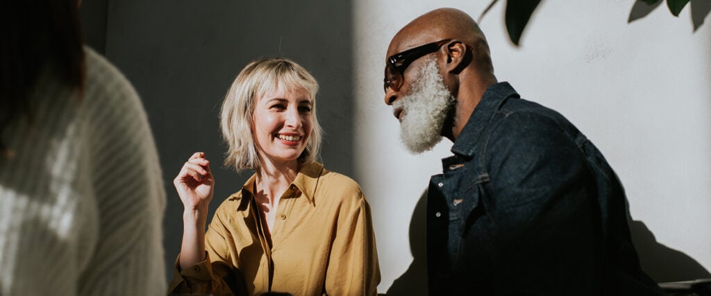 Man and women talking as an example of how to communicate in a relationship