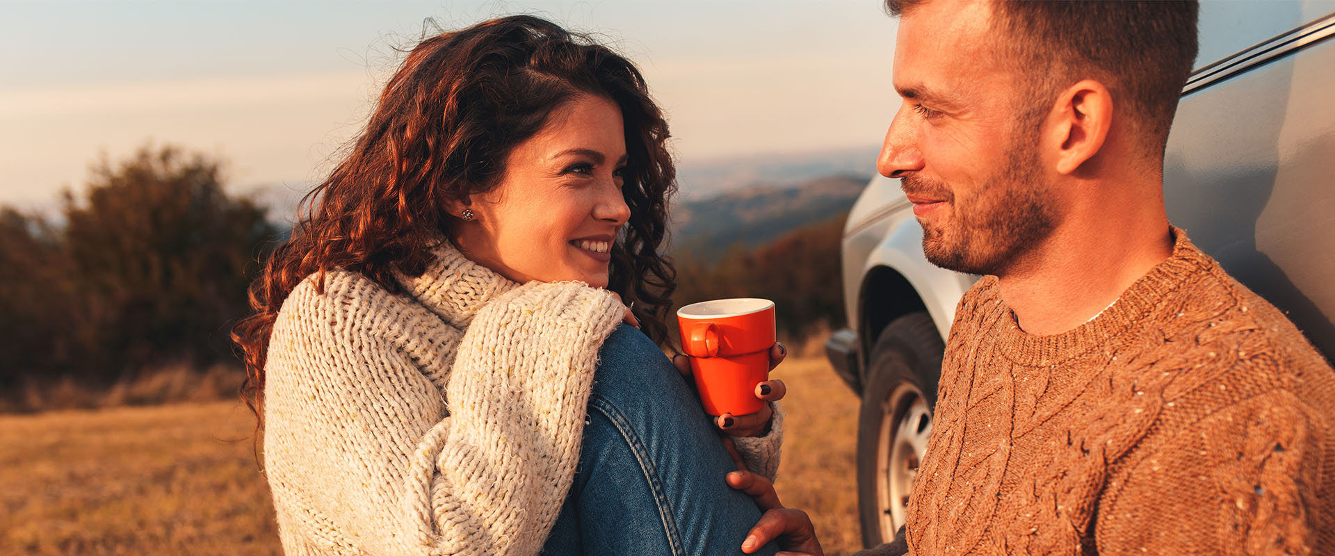 Man and woman smile at each other and man wonders how you know you love someone